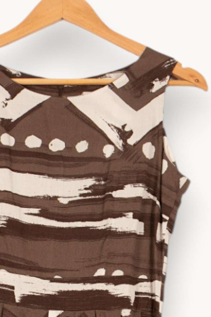 Robe Évasée Marron et Blanche - Taille L/40 de la marque La Fée Maraboutée | PARAD59008 - Vendu par Paradigme - Image 3