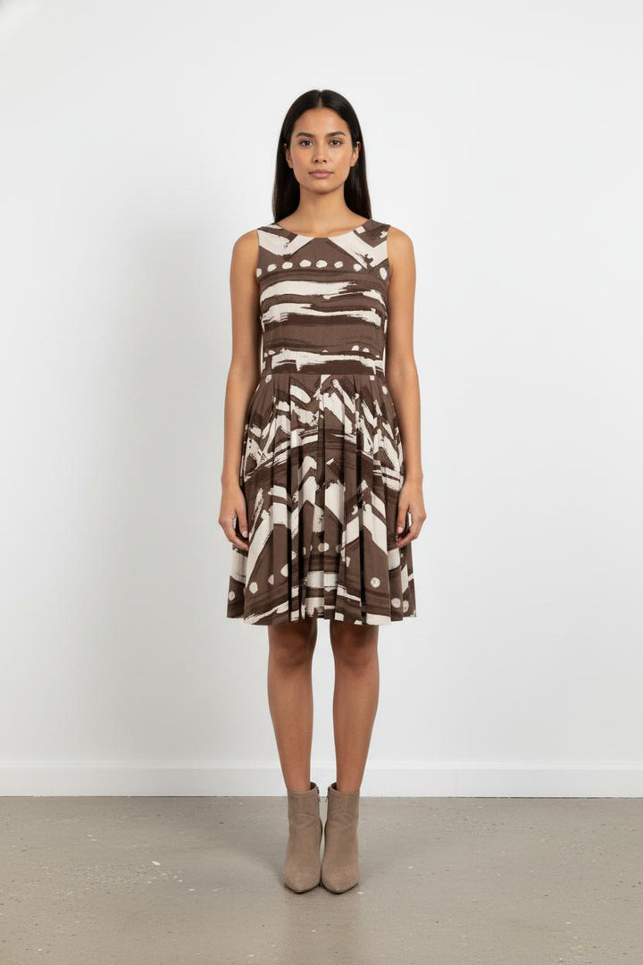 Robe Évasée Marron et Blanche - Taille L/40