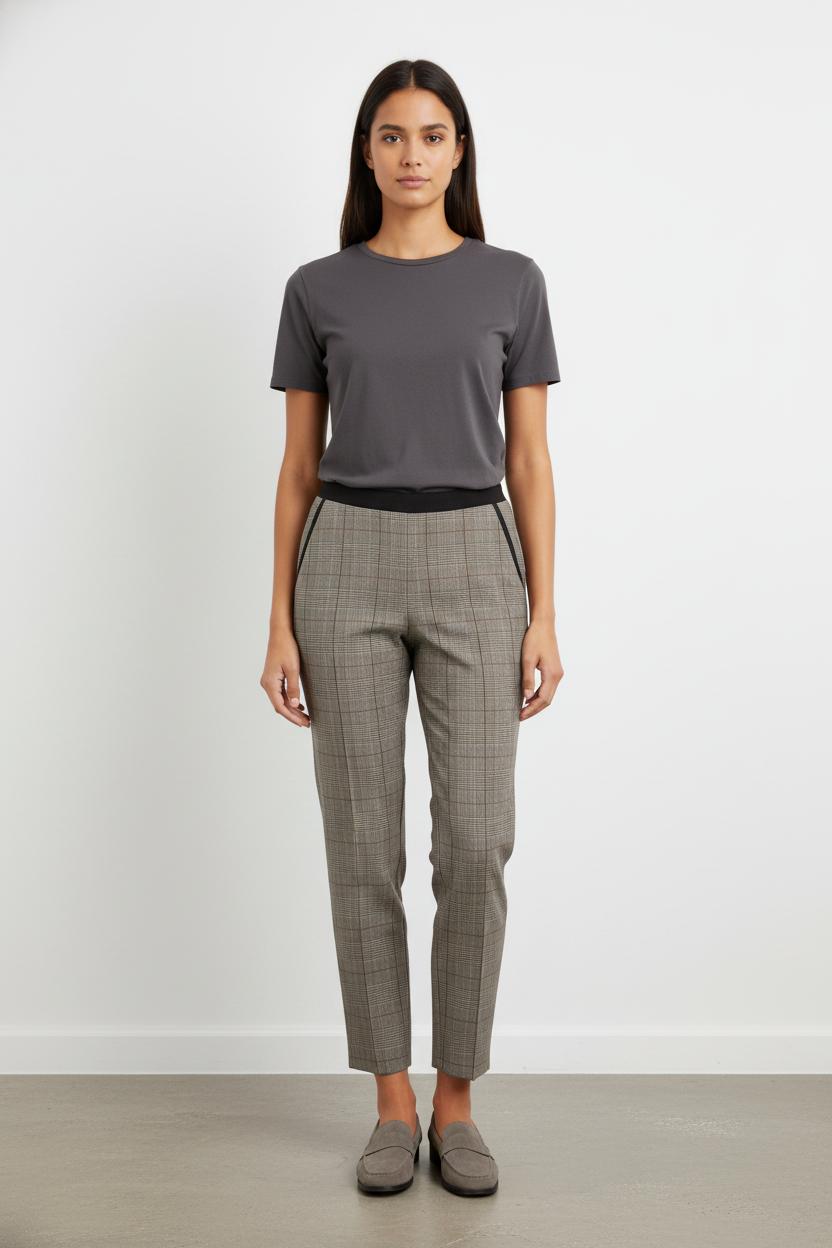 Pantalon Carreaux Beige et Marron - Taille S/36