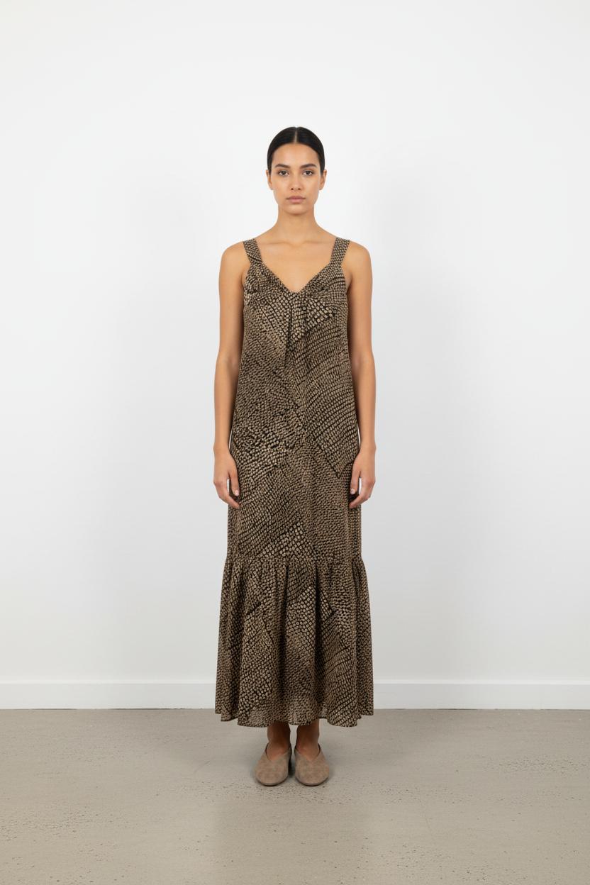 Robe Longue Beige et Noir - Taille S/36