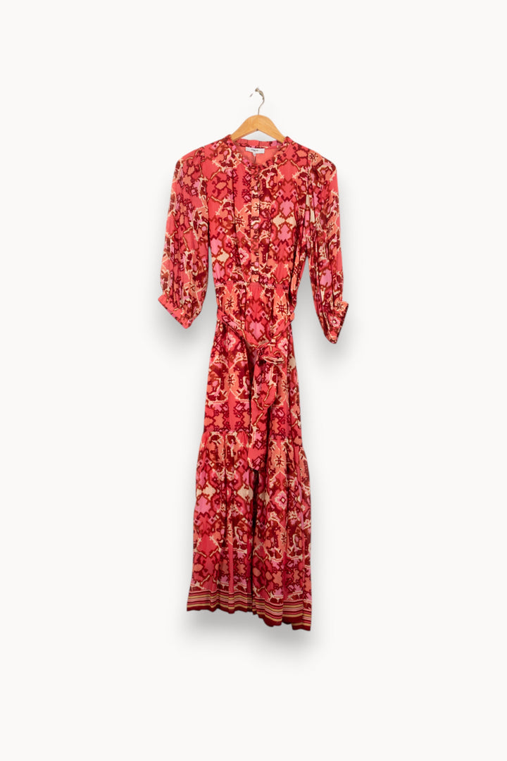 Robe Longue Rouge et Beige - Taille XS/34