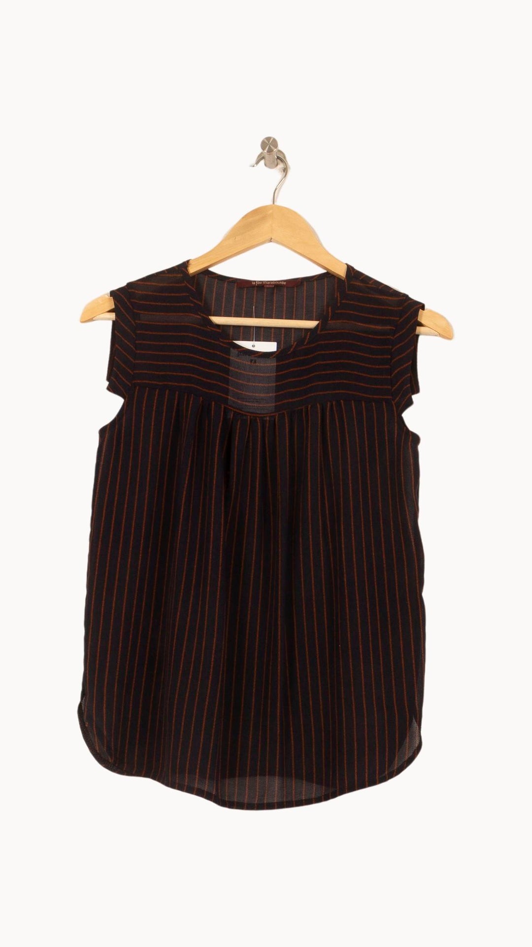 Blouse Noire et Orange - Taille S/36 de la marque La Fée Maraboutée | PARAD59096 - Vendu par Paradigme - Image 2
