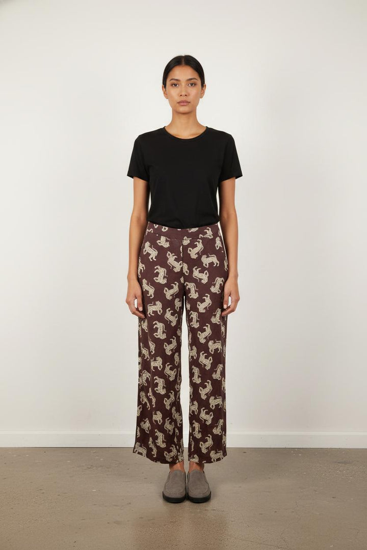 Pantalon Bordeau et Beige - Taille S/36