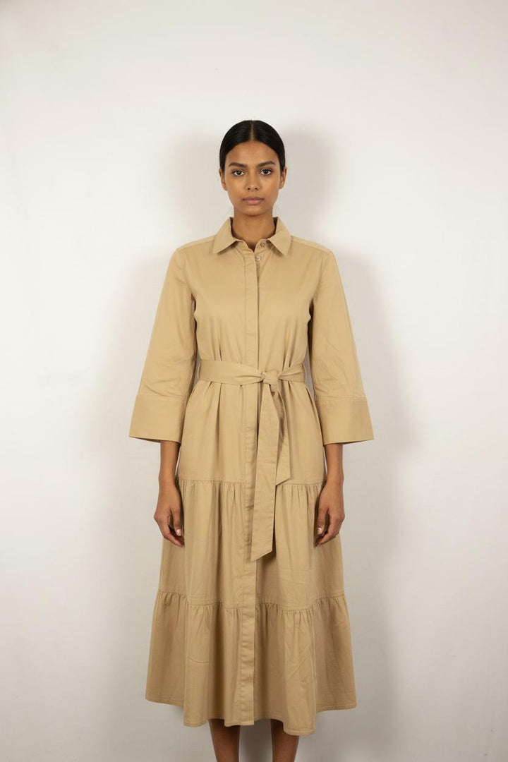 Robe Chemise Longue Beige - Taille M/38