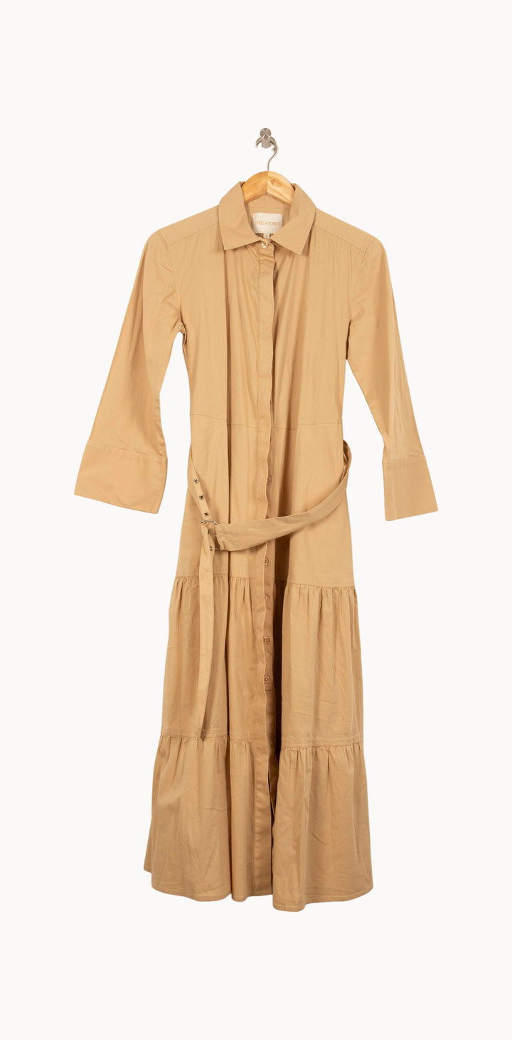 Robe Chemise Longue Beige - Taille M/38 de la marque Stella Forest | PARAD59115 - Vendu par Paradigme - Image 2