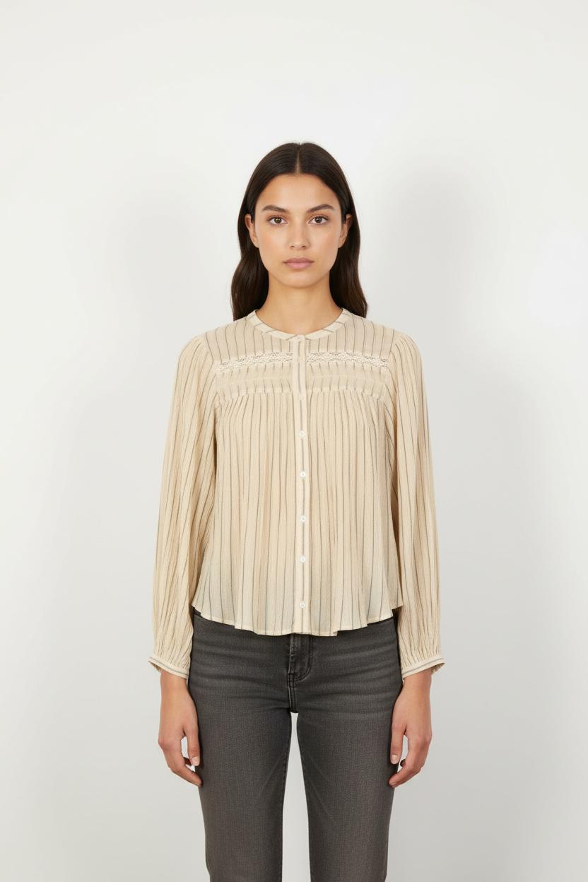 Blouse Plissée Beige - Taille S/36
