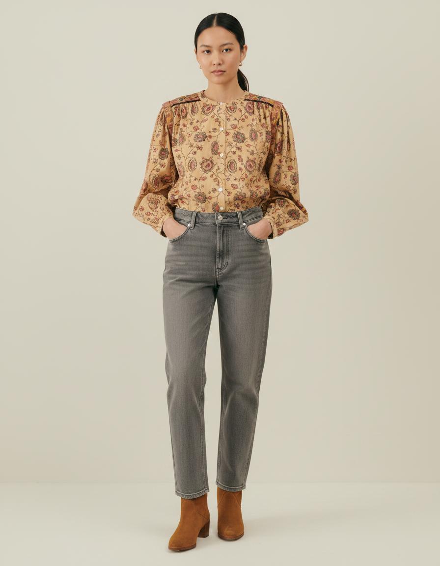 Blouse Jaune et Marron - Taille S/36