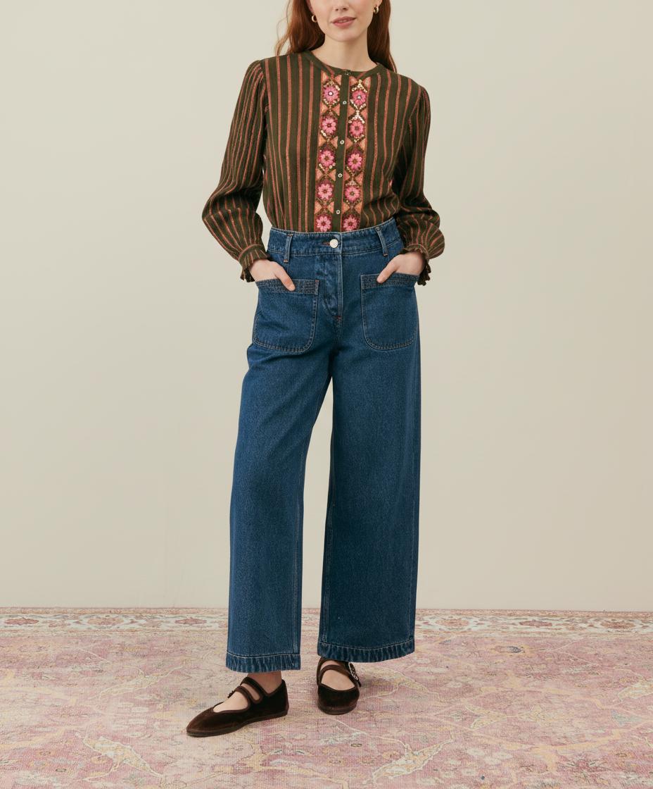 Blouse Marron et Rose - Taille S/36