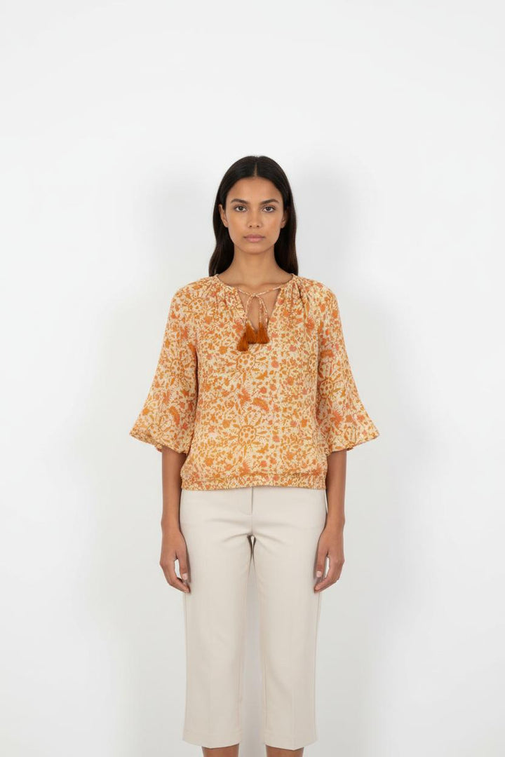 Blouse Écrue et Orange - Taille S/36