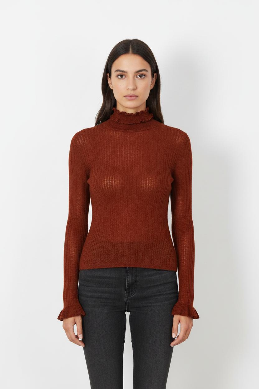 Pull Col Roulé Marron - Taille S/36