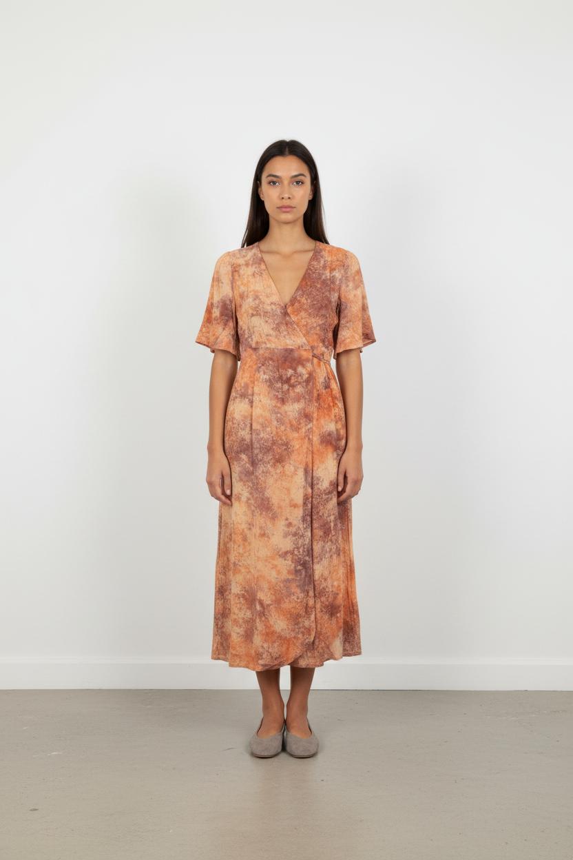 Robe Midi Orange et Marron - Taille S/36
