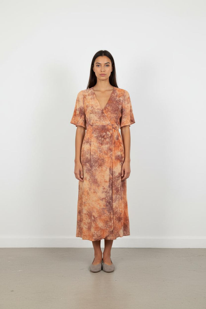 Robe Midi Orange et Marron - Taille S/36
