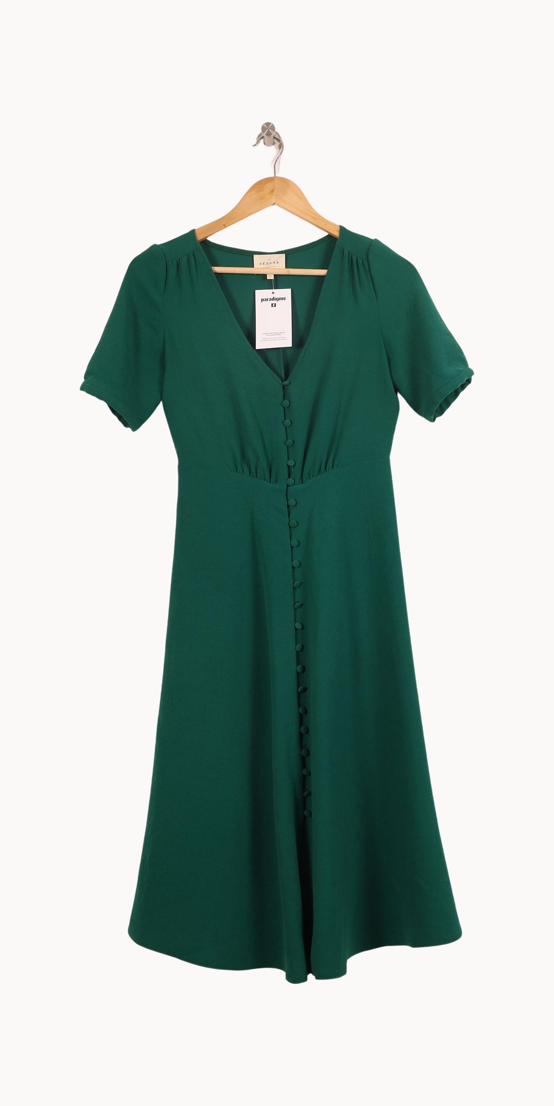 Robe Boutonnée Verte - Taille XS/34 de la marque Sézane | PARAD59260 - Vendu par Paradigme - Image 2