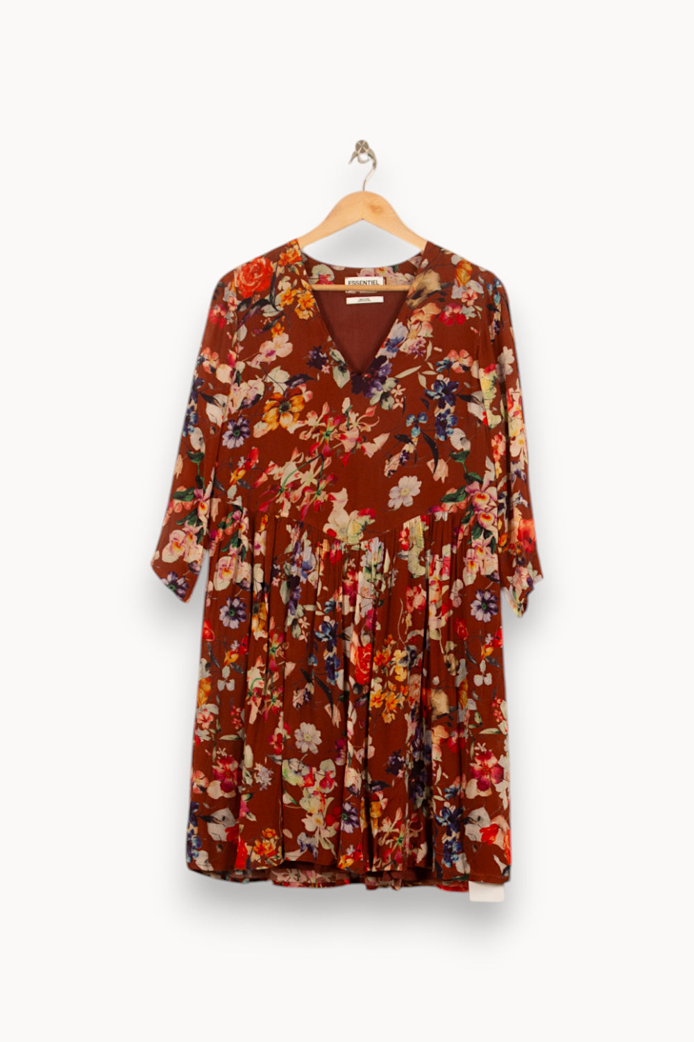 Robe Midi Fleurie Marron - Taille M/38 de la marque Essentiel Antwerp | PARAD59281 - Vendu par Paradigme - Image 2