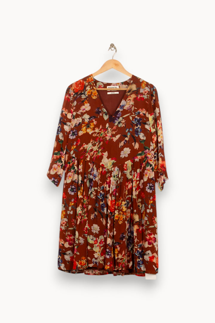 Robe Midi Fleurie Marron - Taille M/38 de la marque Essentiel Antwerp | PARAD59281 - Vendu par Paradigme - Image 2