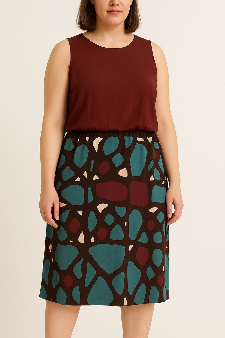Robe Sans Manches Bordeaux et Bleu - Taille XL/42 de la marque Paule Ka | PARAD59319 - Vendu par Paradigme - Image 1