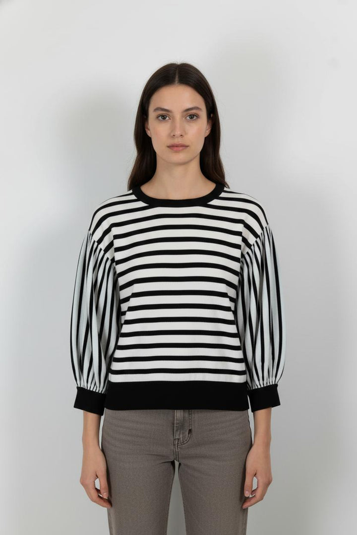 Pull Rayé Noir et Blanc - Taille M/38 de la marque Caroll | PARAD59334 - Vendu par Paradigme - Image 1