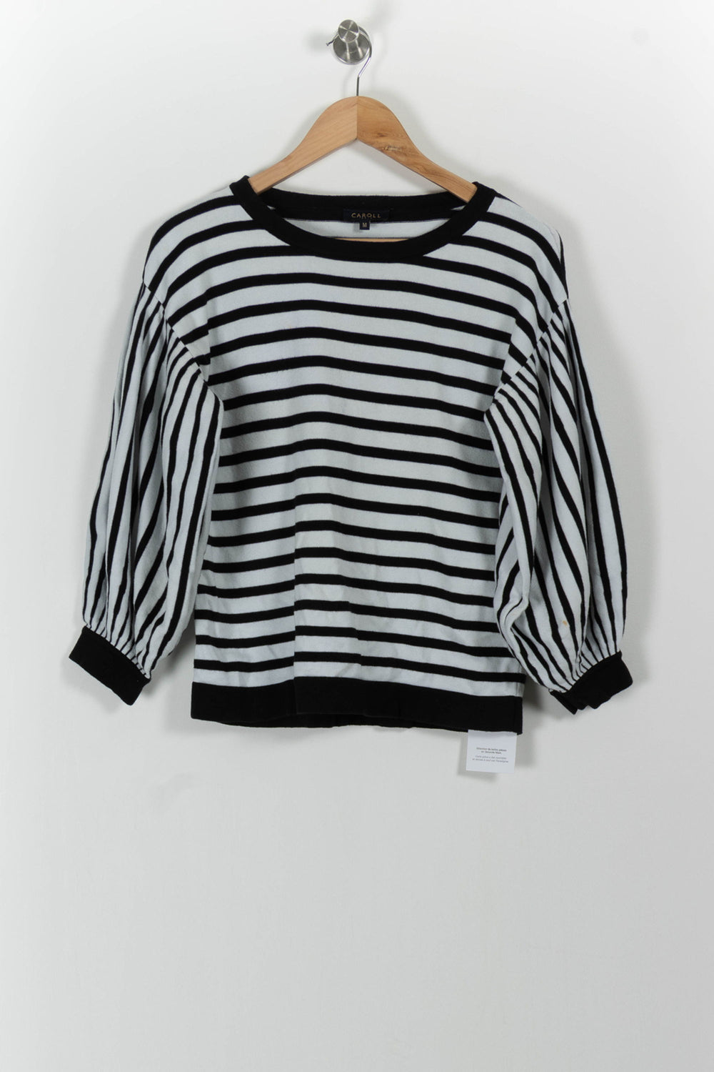 Pull Rayé Noir et Blanc - Taille M/38 de la marque Caroll | PARAD59334 - Vendu par Paradigme - Image 2