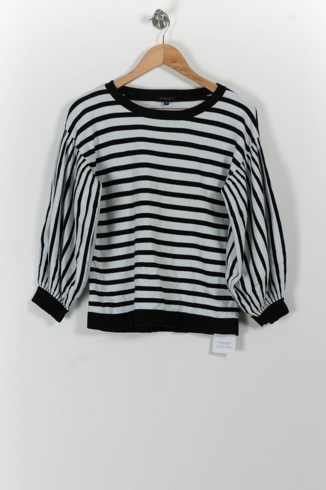 Pull Rayé Noir et Blanc - Taille M/38 de la marque Caroll | PARAD59334 - Vendu par Paradigme - Image 2