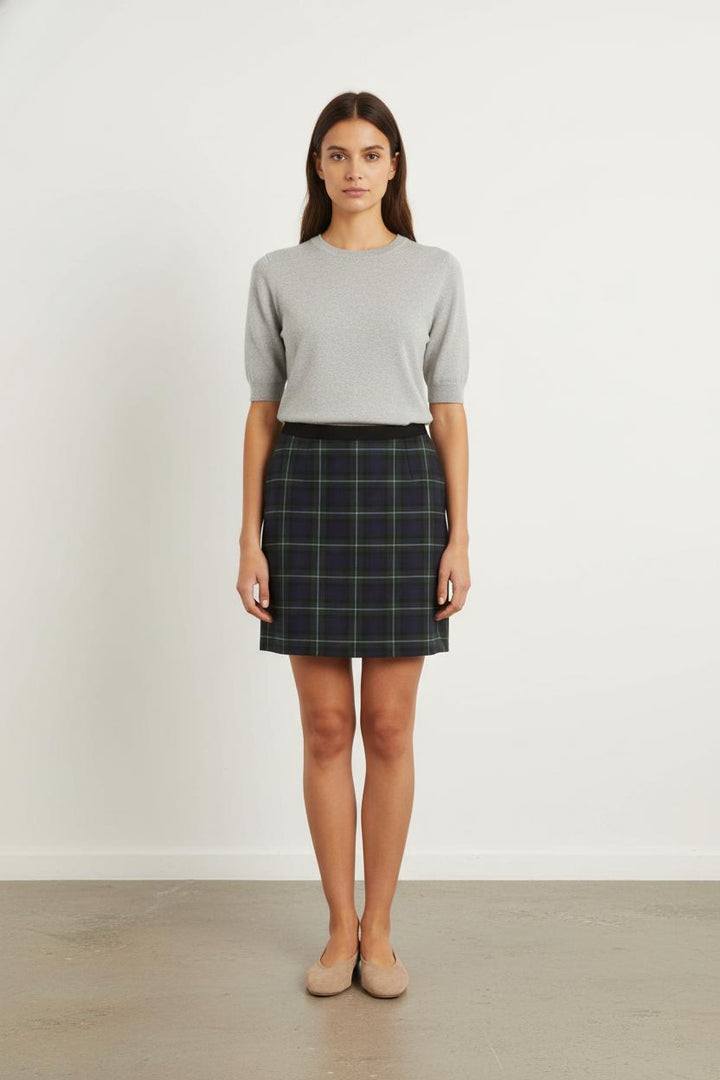 Jupe Écossaise Verte et Bleue - Taille S/36
