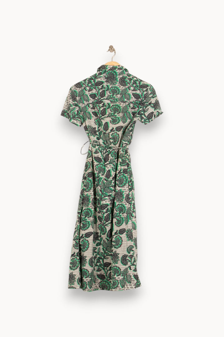 Robe Longue Blanche et Verte - Taille S/36