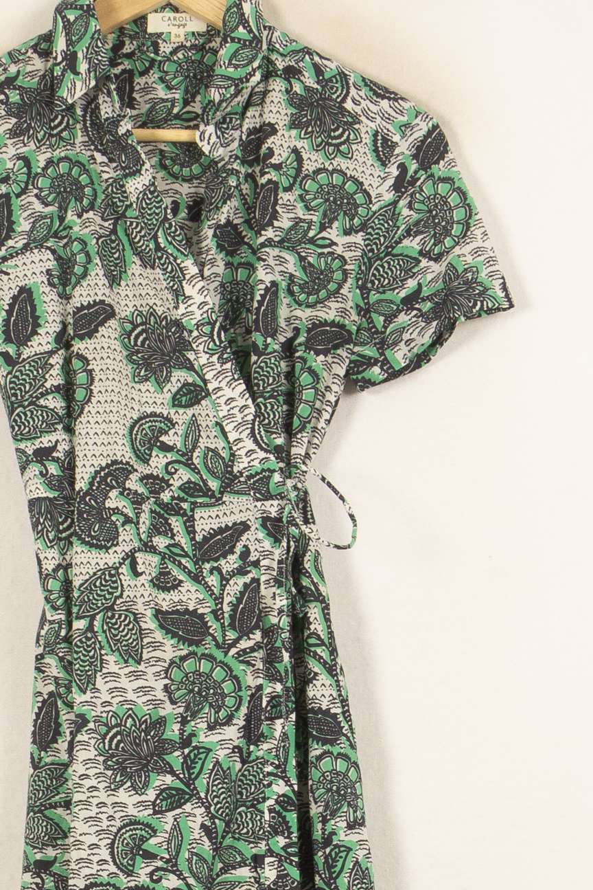 Robe Longue Blanche et Verte - Taille S/36 de la marque Caroll | PARAD59350 - Vendu par Paradigme - Image 3