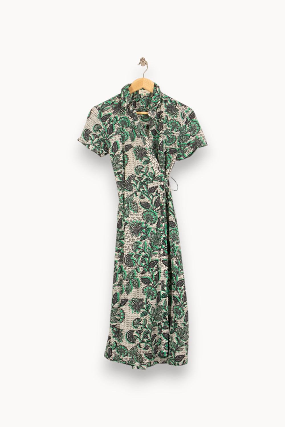 Robe Longue Blanche et Verte - Taille S/36 de la marque Caroll | PARAD59350 - Vendu par Paradigme - Image 2