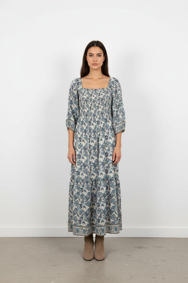 Robe Longue Blanche et Bleue - Taille S/36