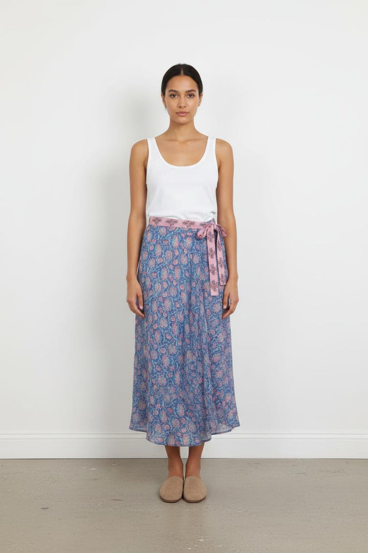 Jupe Portefeuille Bleue et Rose - Taille S/36