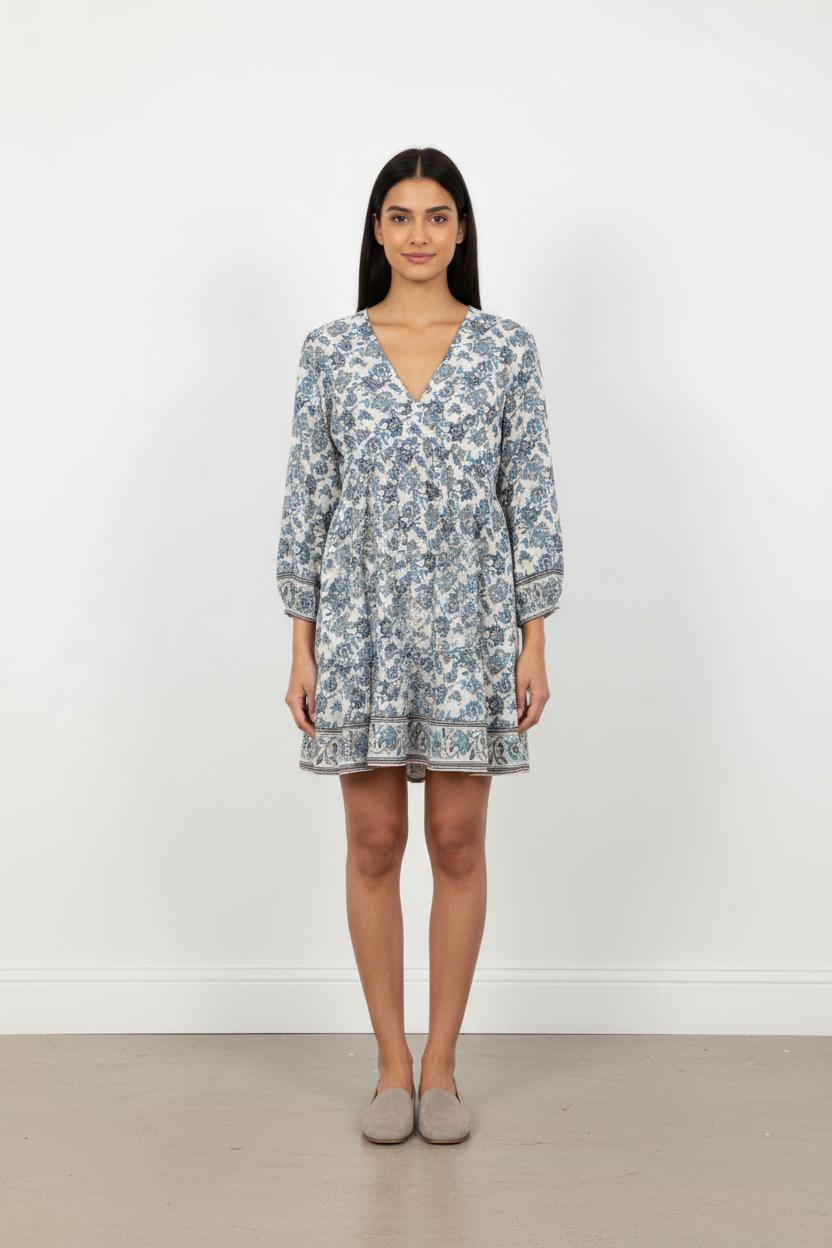 Robe Courte Blanche et Bleue - Taille S/36