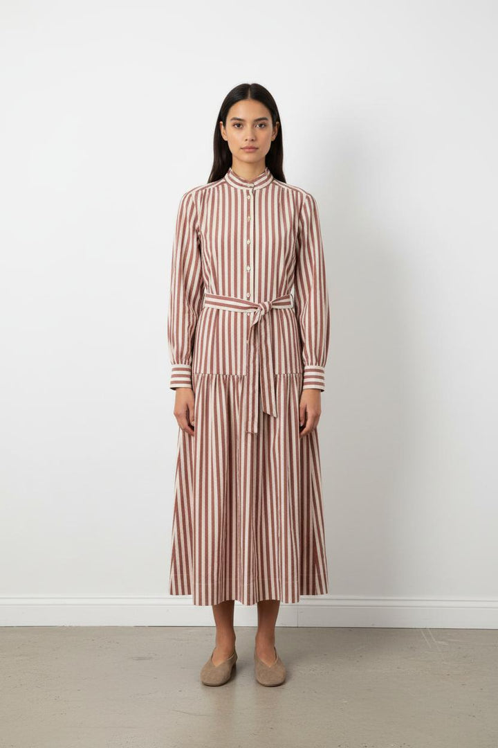 Robe Longue Marron et Blanche - Taille S/36