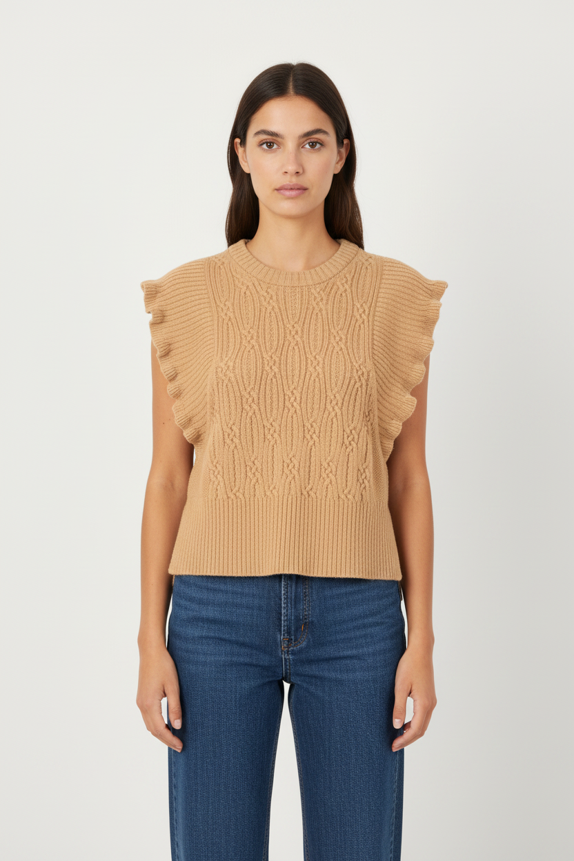 Pull Sans Manches Beige - Taille S/36