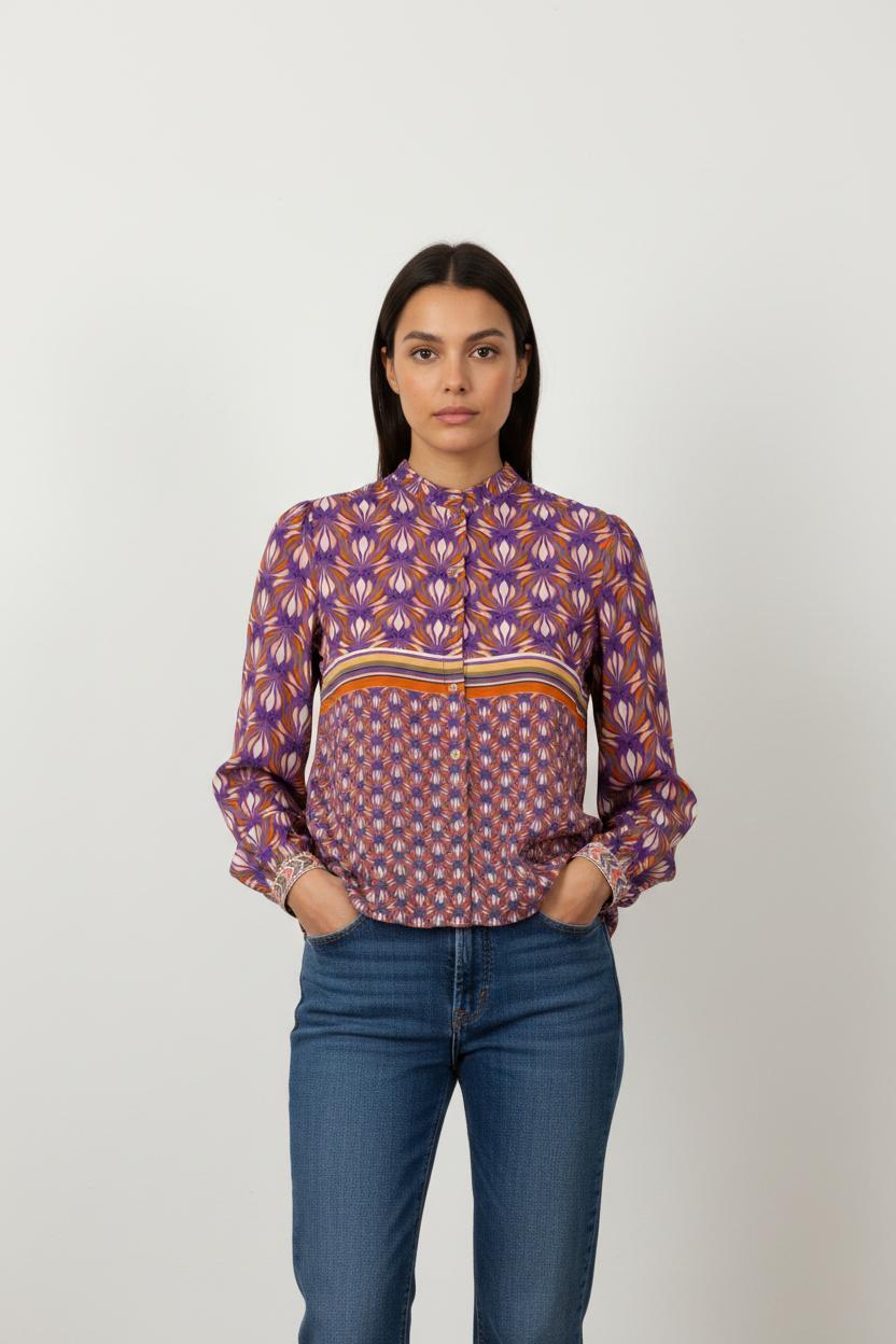 Blouse Violette et Orange - Taille S/36