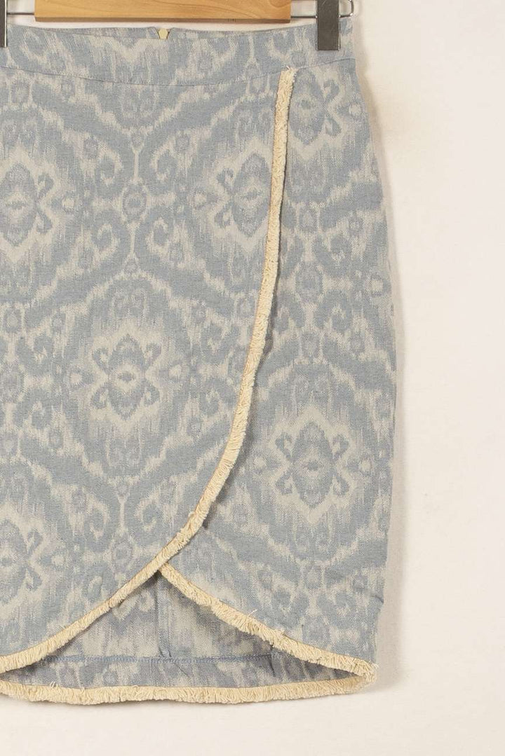 Jupe Portefeuille Bleu et Beige - Taille S/36 de la marque Imprevu | PARAD59533 - Vendu par Paradigme - Image 3