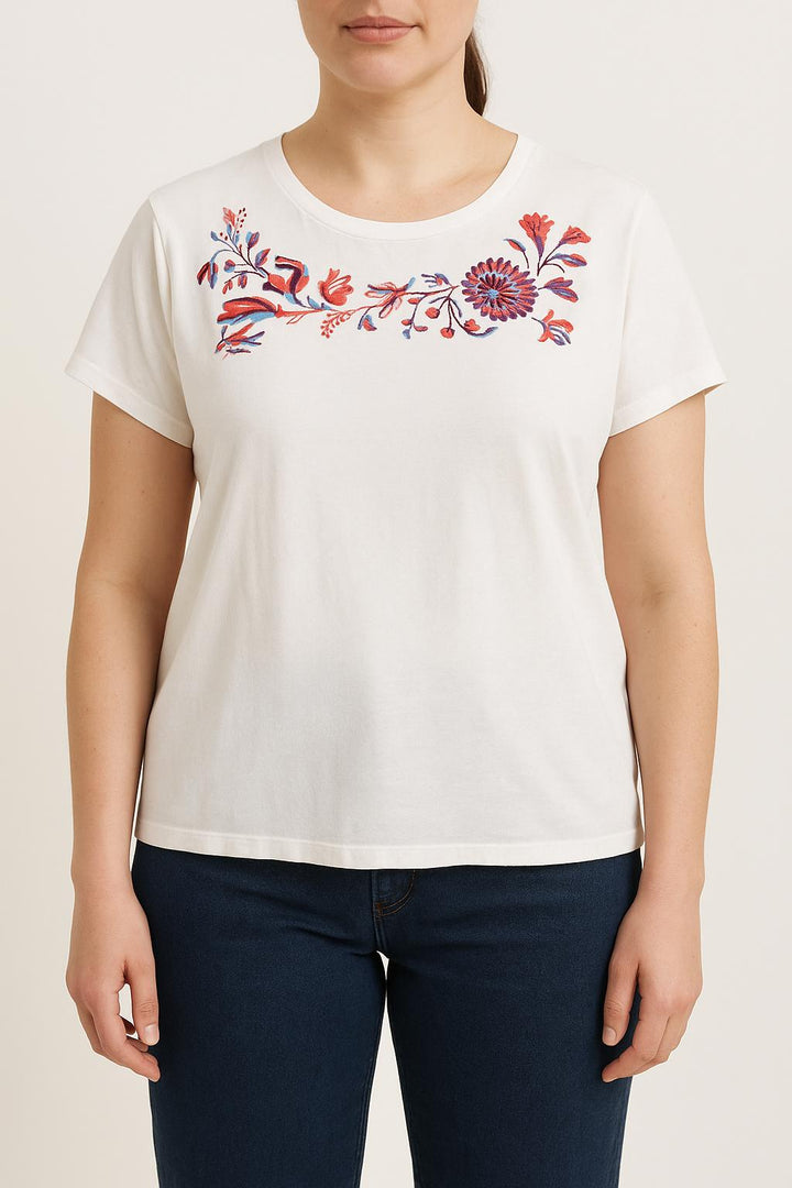 Tee-shirt Blanc et Multicolore - Taille XL/42 de la marque La Fée Maraboutée | PARAD59549 - Vendu par Paradigme - Image 1