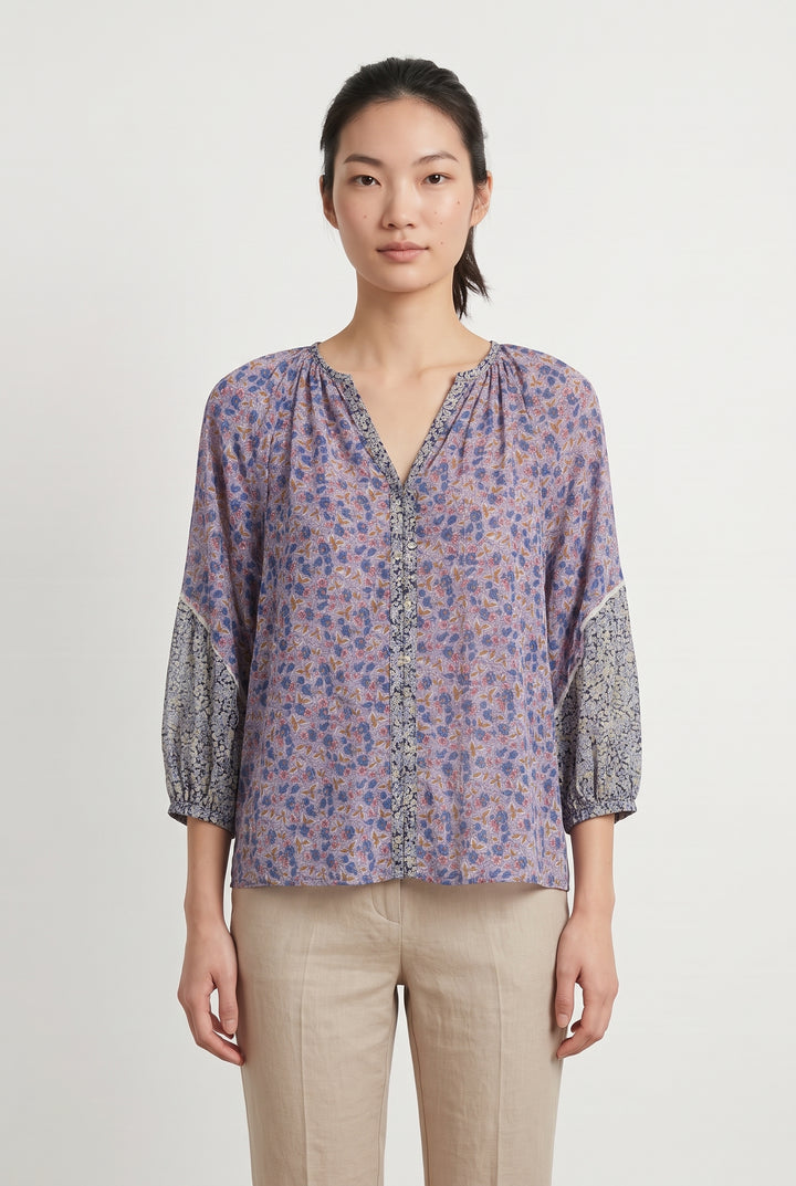Blouse Fleurie Bleue - Taille S/36 de la marque Maje | PARAD59635 - Vendu par Paradigme - Image 1