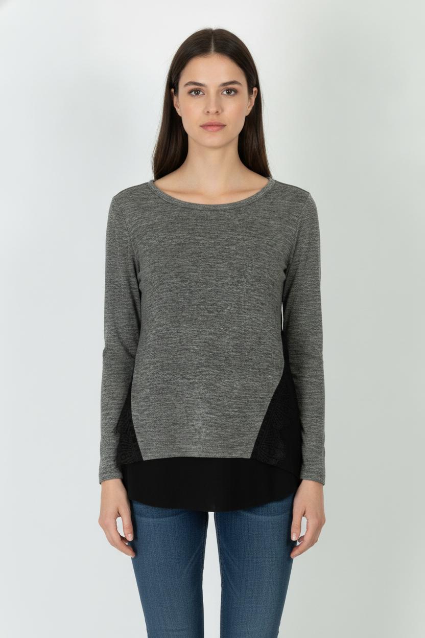 Tee-shirt gris et noir - Taille S/36 de la marque Sandro | PARAD59673 - Vendu par Paradigme - Image 1