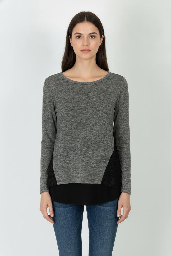 Tee-shirt gris et noir - Taille S/36 de la marque Sandro | PARAD59673 - Vendu par Paradigme - Image 1