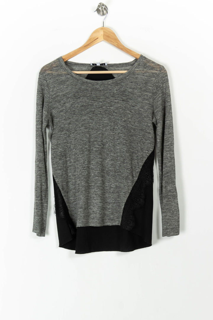 Tee-shirt gris et noir - Taille S/36 de la marque Sandro | PARAD59673 - Vendu par Paradigme - Image 2