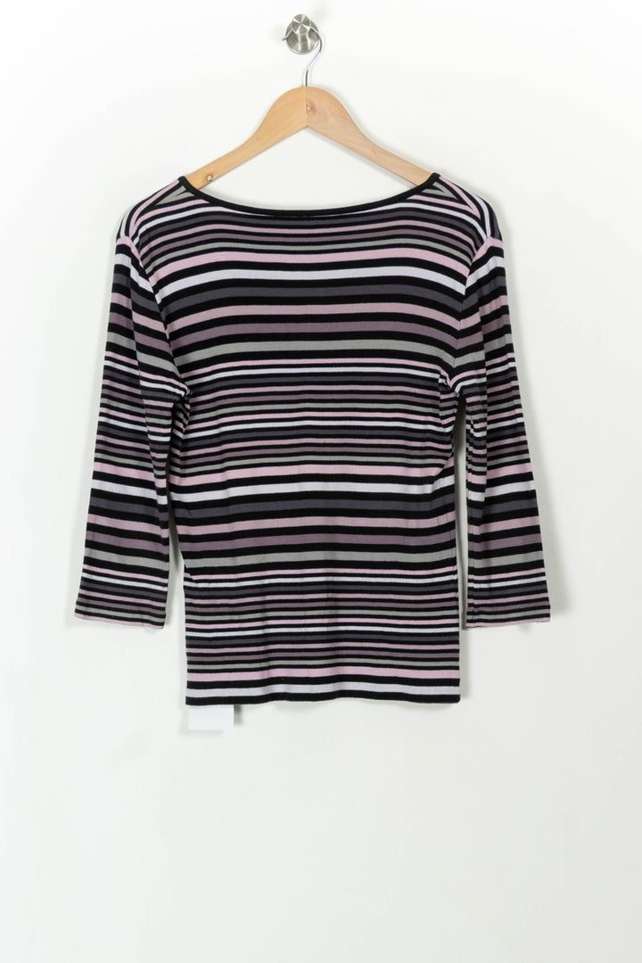 Tee-shirt Rayé Noir Gris et Rose - Taille XL/42 de la marque Caroll | PARAD59747 - Vendu par Paradigme - Image 4