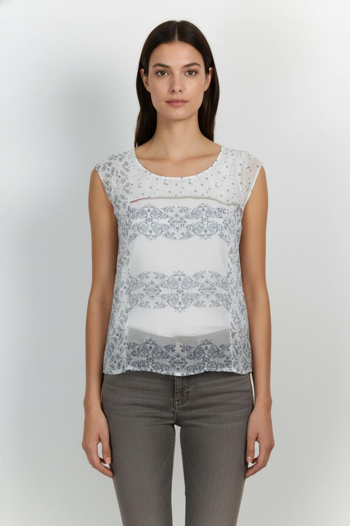 Blouse Blanche et Bleue - Taille XL/42