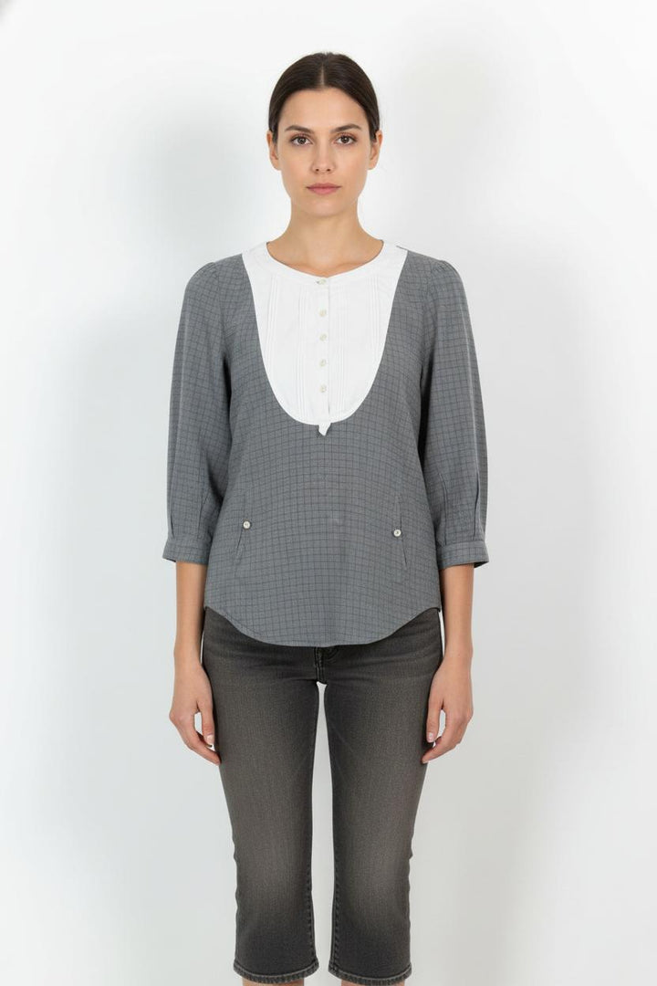 Blouse Grise et Blanche - Taille S/36 de la marque Sandro | PARAD59775 - Vendu par Paradigme - Image 1