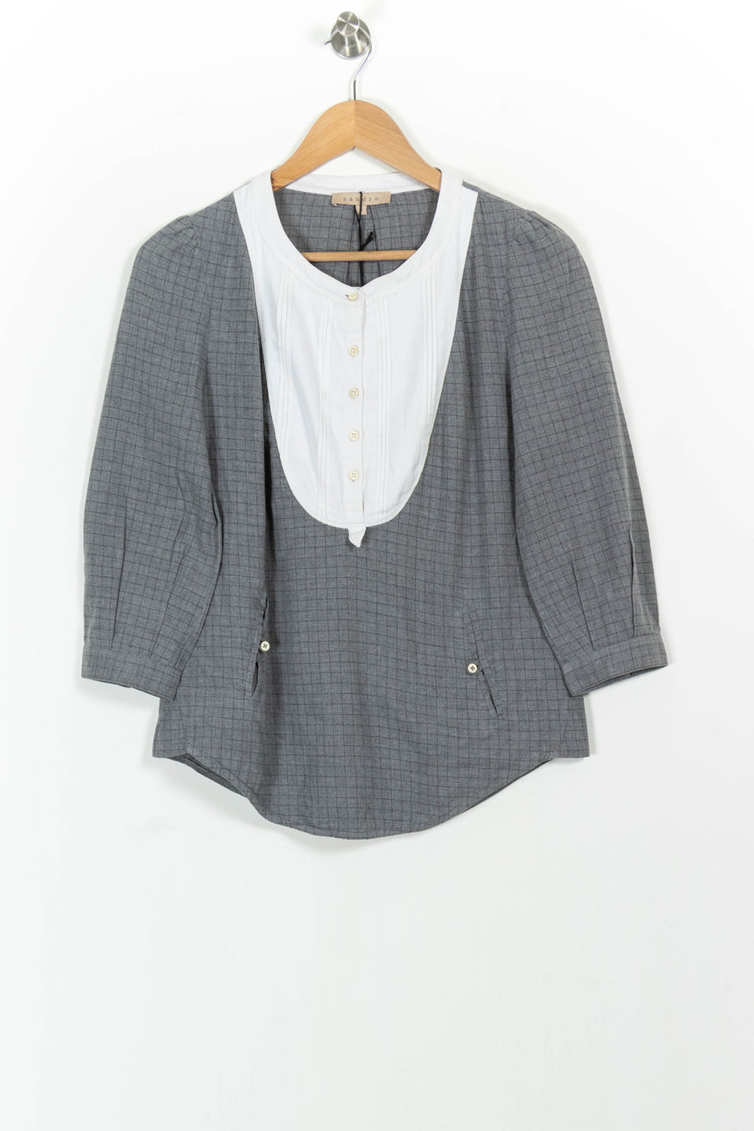 Blouse Grise et Blanche - Taille S/36 de la marque Sandro | PARAD59775 - Vendu par Paradigme - Image 2