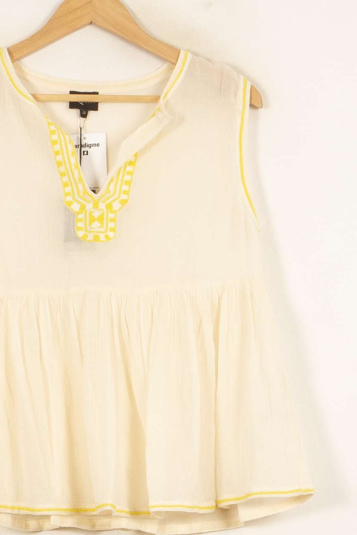 Blouse Sans Manches Beige et Jaune - Taille S/36 de la marque Bérénice | PARAD59805 - Vendu par Paradigme - Image 3
