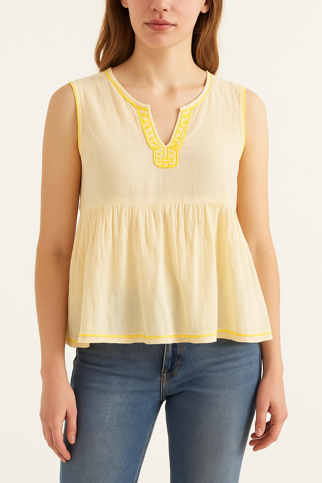 Blouse Sans Manches Beige et Jaune - Taille S/36 de la marque Bérénice | PARAD59805 - Vendu par Paradigme - Image 1