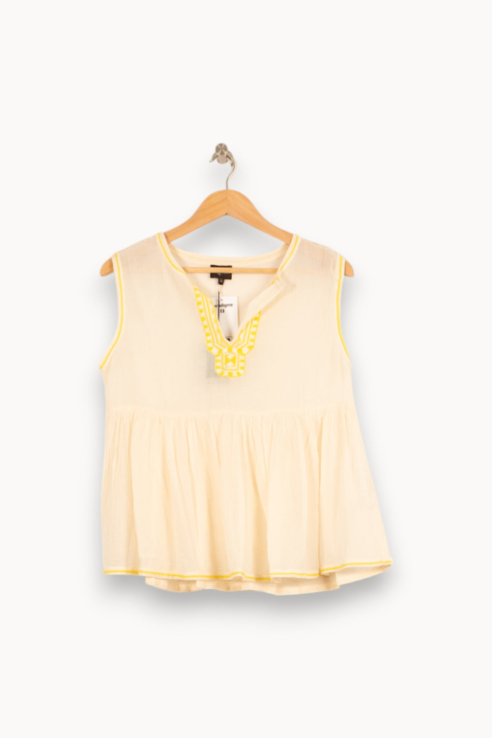 Blouse Sans Manches Beige et Jaune - Taille S/36 de la marque Bérénice | PARAD59805 - Vendu par Paradigme - Image 2