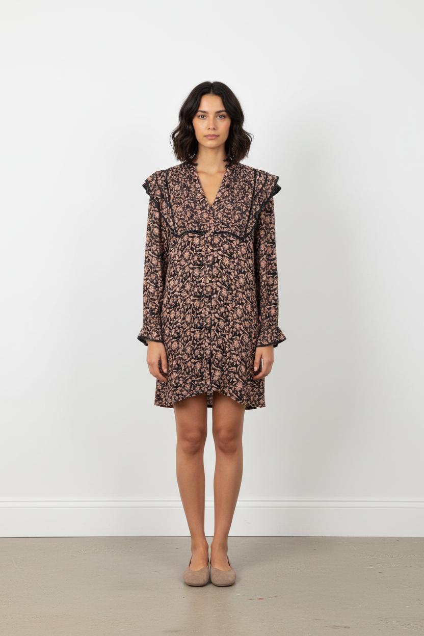 Robe Courte Noire et Rose - Taille S/36