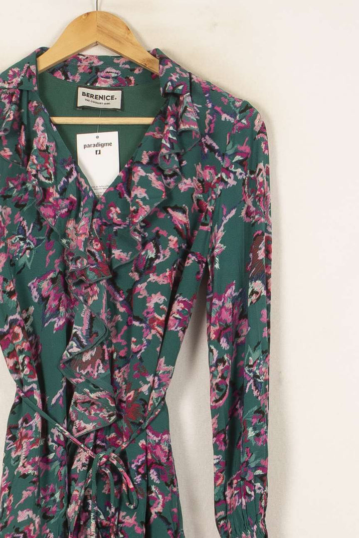 Robe Portefeuille Verte et Rose - Taille S/36 de la marque Bérénice | PARAD59823 - Vendu par Paradigme - Image 3