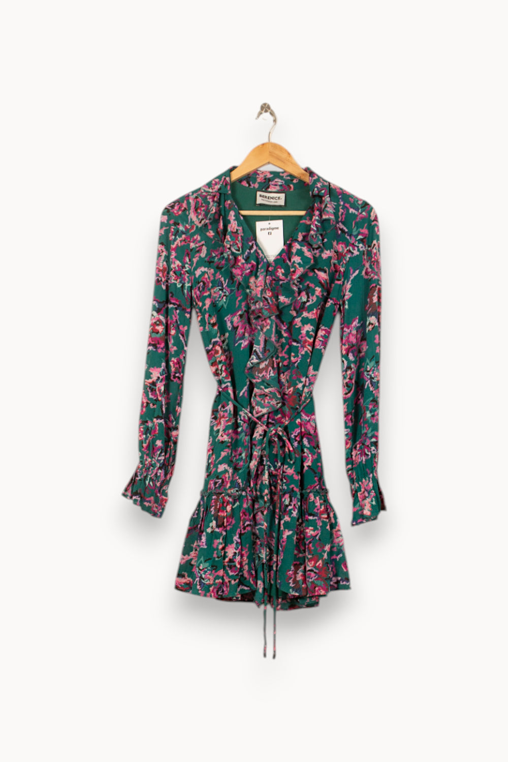 Robe Portefeuille Verte et Rose - Taille S/36 de la marque Bérénice | PARAD59823 - Vendu par Paradigme - Image 2