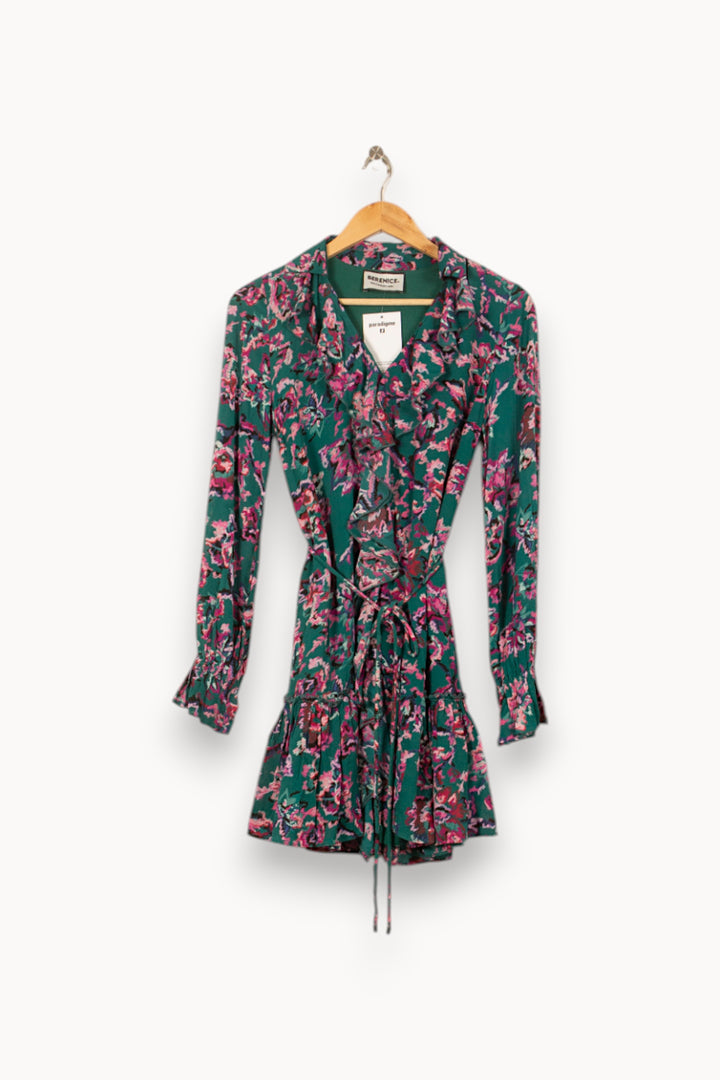 Robe Portefeuille Verte et Rose - Taille S/36 de la marque Bérénice | PARAD59823 - Vendu par Paradigme - Image 2